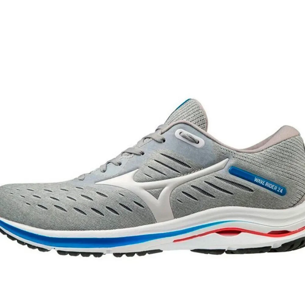 NEW in BOX MIZUNO WAVE RIDER 24 Grey Blue Red 7 US Women 37 EUR